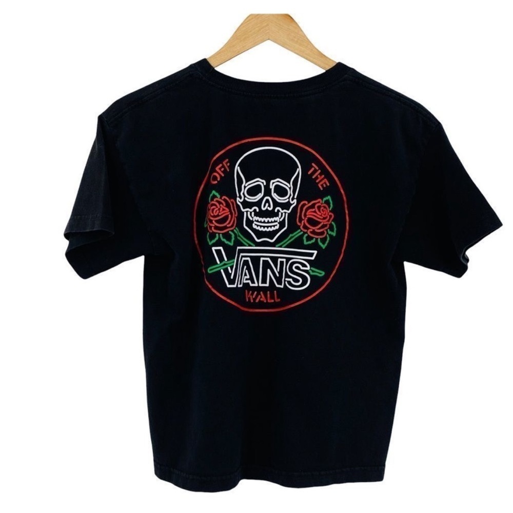 Vans Black Skull Tee Shirt, Small- EUC